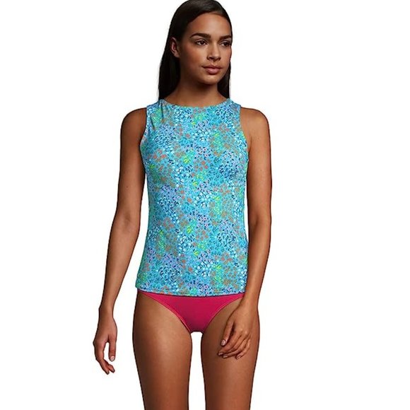 NWT Lands End Womens Chlorine Resistant High Neck Tankini Top Size 8DDD $90 I394 - Picture 3 of 3
